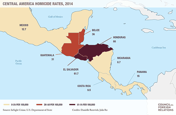 Central America Northern Triangle Homicide Rates 2014