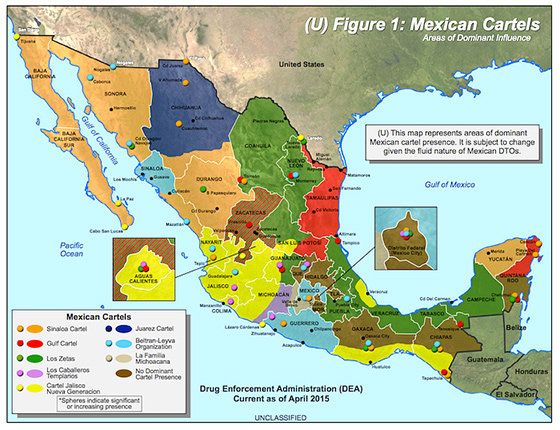 DEA map of Mexican cartels 2015