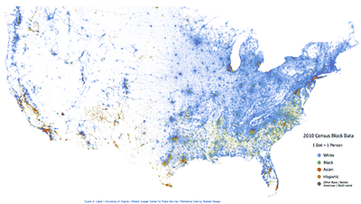 Racial dot map of the United States, July, 2013