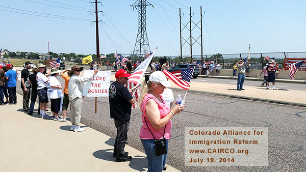 CAIRCO photo of protest in Lakewood, Colorado against Obama open borders policy, July 19, 2014