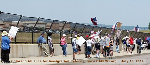 CAIRCO photo of protest in Lakewood, Colorado against Obama open borders policy, July 19, 2014