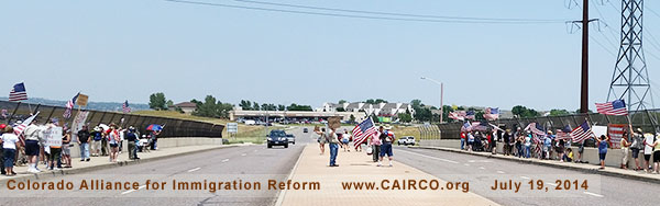 CAIRCO photo of protest in Lakewood, Colorado against Obama open borders policy, July 19, 2014