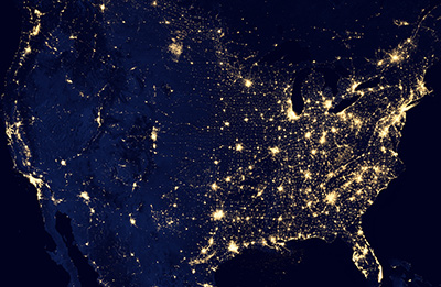 US population at night in 2012