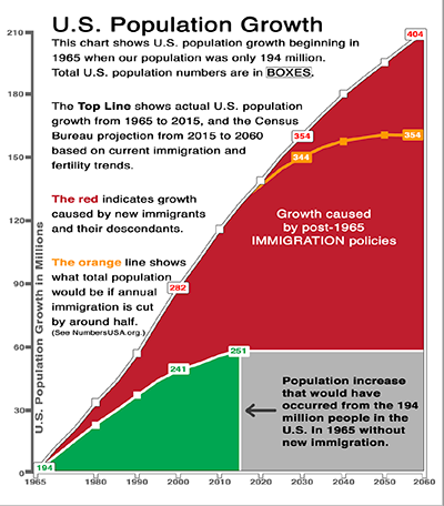 US Immigration Driven Population Growth 1965 to 2060
