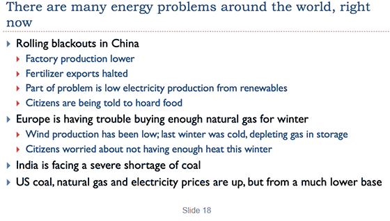 Many energy problems in the world