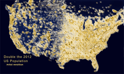 Double the US 2012 population - lights at night