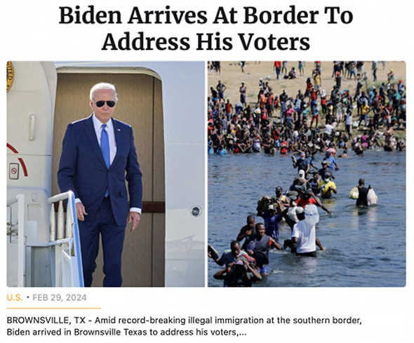 Biden arrives at border to address his voters 28 Feb 2024