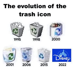 disney - evolution of the trash icon