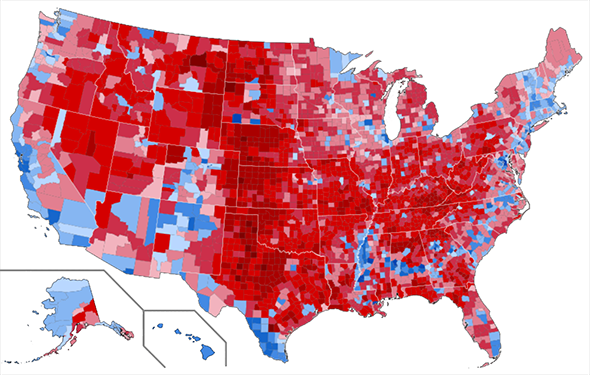 2016 election by counties