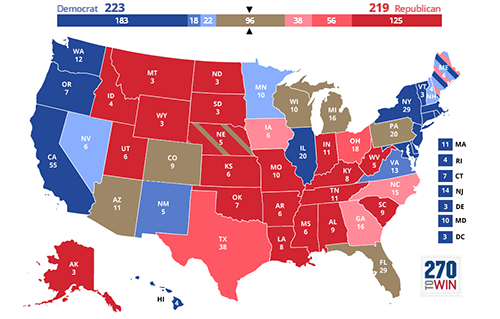 Interactive 2020 electoral college map - 270 to win