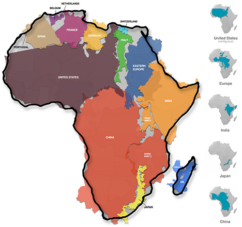 True size of Africa compared to other countries - VisualCapitalist