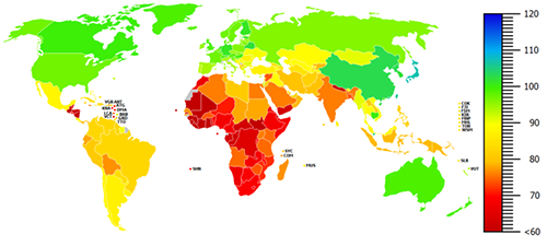Global distribution of national IQ