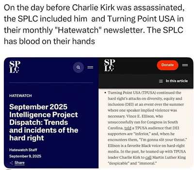 SPLC included Charlie Kirk and Turning Point USA on Hatewatch